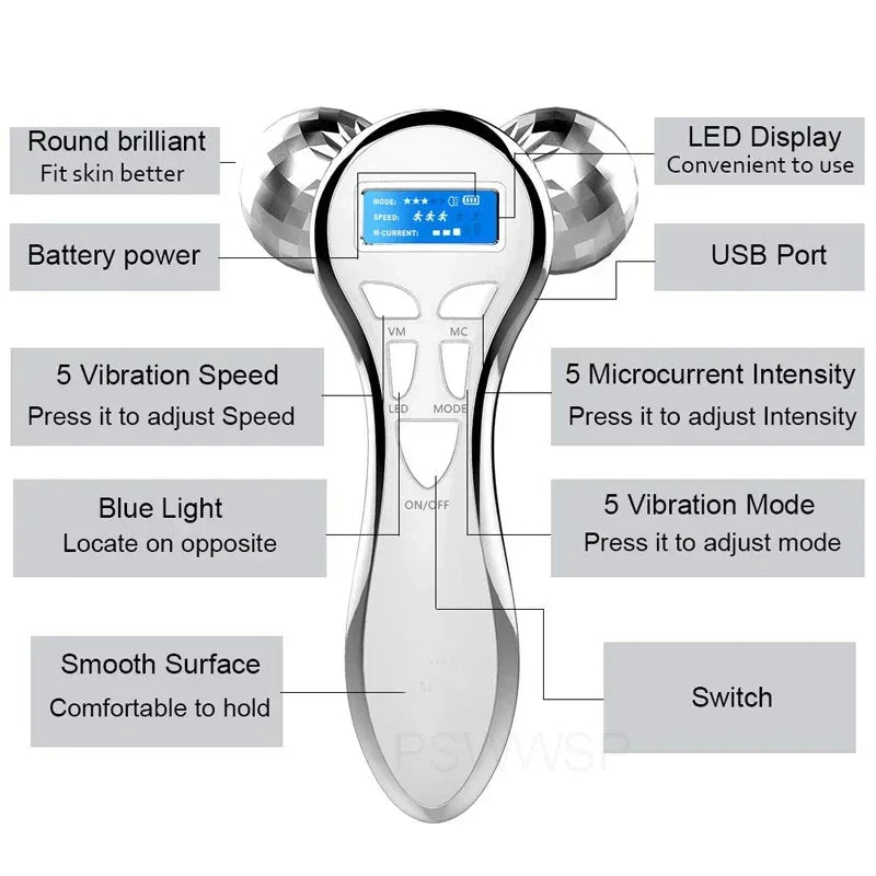 4D Micro Current Facial Massager High Frequency - Slimming