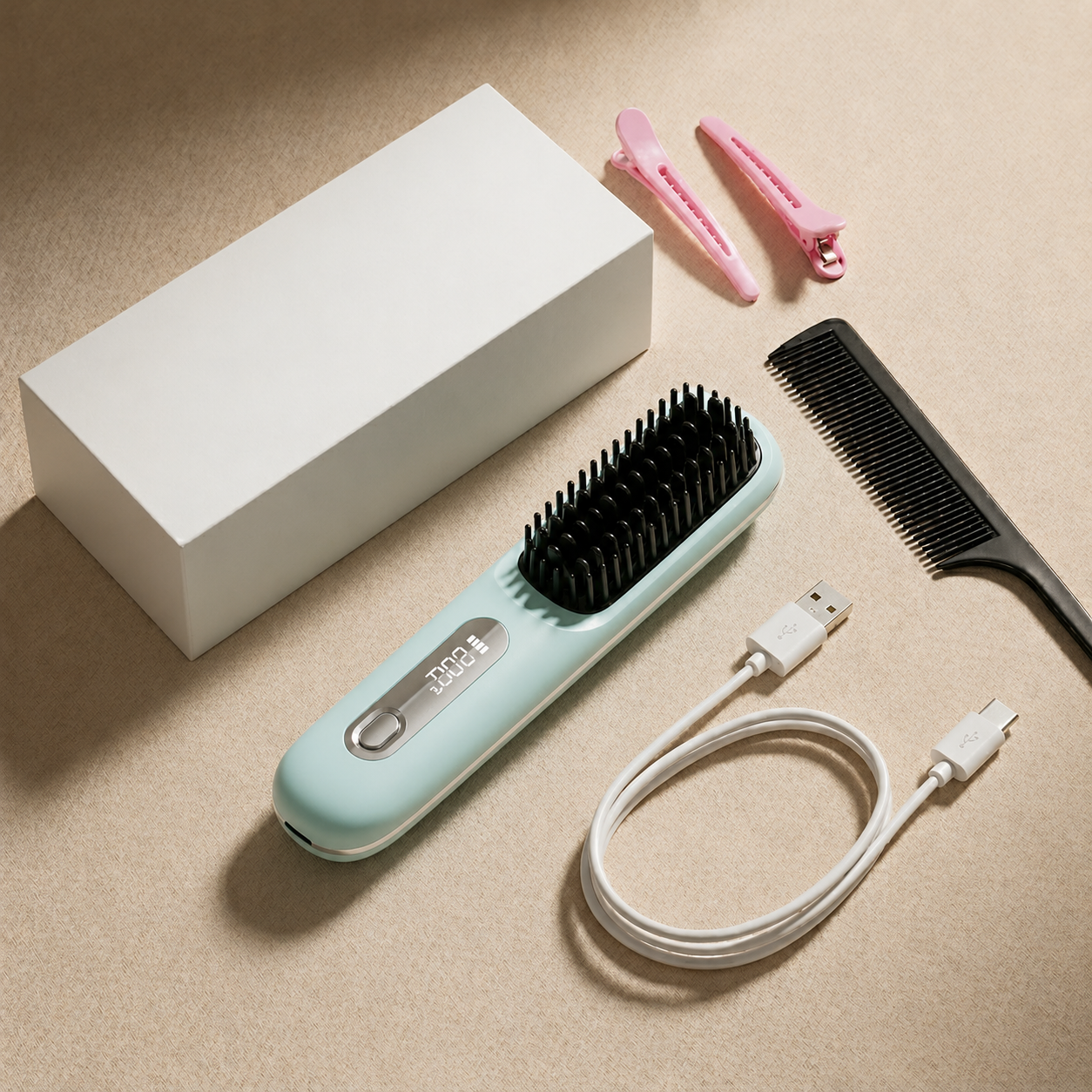 Hair Straightening Brush for Frizzy Hair – Heated Straightener Comb for Fast Smoothing, Anti Frizz Styling & Sleek Straight Hair