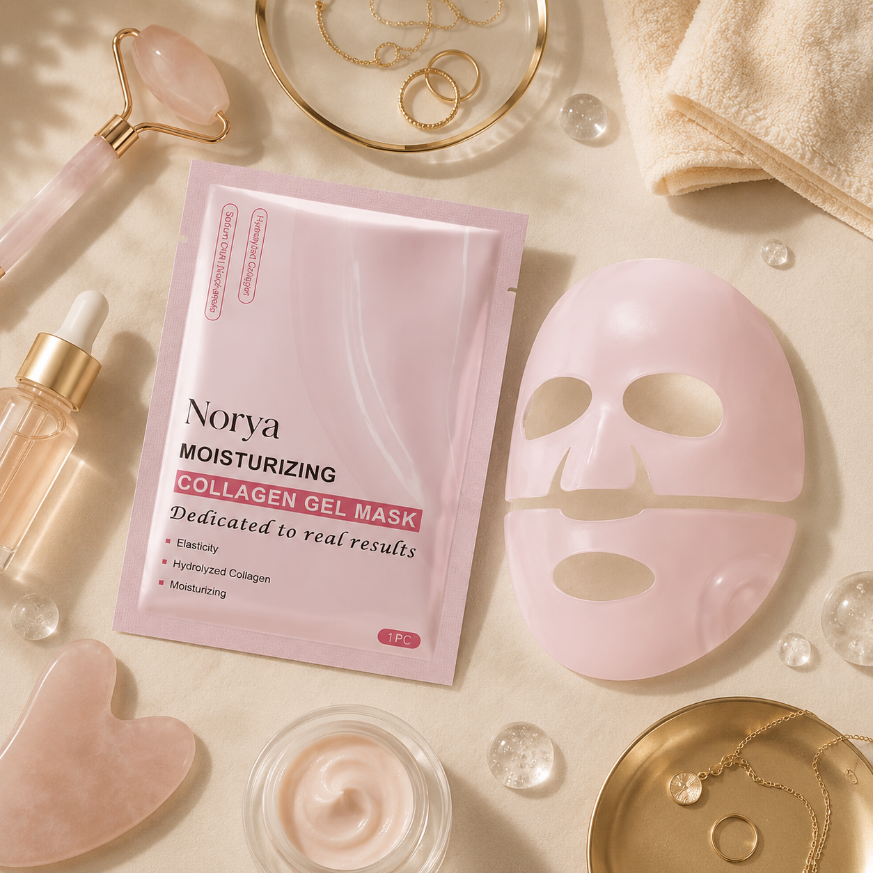 Collagen Facial Mask for Skin Hydration & Firming – Anti Aging Sheet Mask for Glowing Skin, Elasticity Boost & Deep Moisturizing Treatment