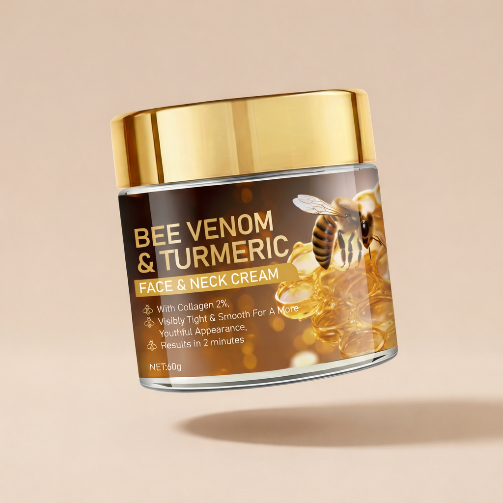 Bee Venom Face Cream for Wrinkles & Skin Tightening – Anti Aging Moisturizer with Collagen & Turmeric for Firming Face & Neck Lift