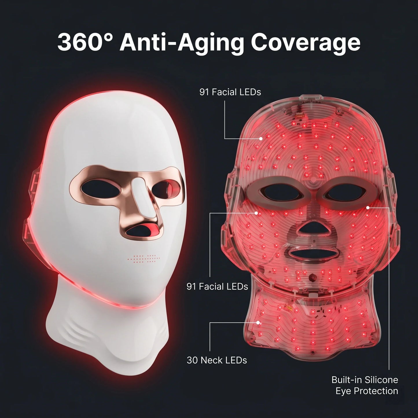 Wireless LED Light Therapy Mask for Face and Neck