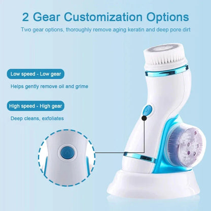 4 In 1 Electric Facial Cleansing Brush Massage Wash Rotating Face Cleansing Machine Waterproof Removal Pore Blackhead Exfoliator
