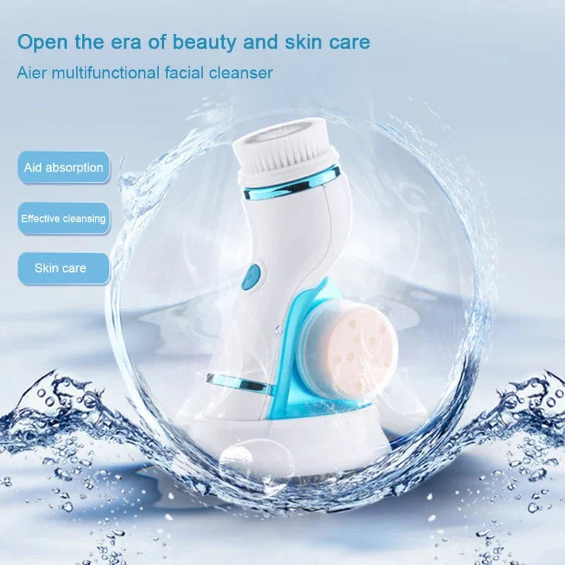 4 In 1 Electric Facial Cleansing Brush Massage Wash Rotating Face Cleansing Machine Waterproof Removal Pore Blackhead Exfoliator