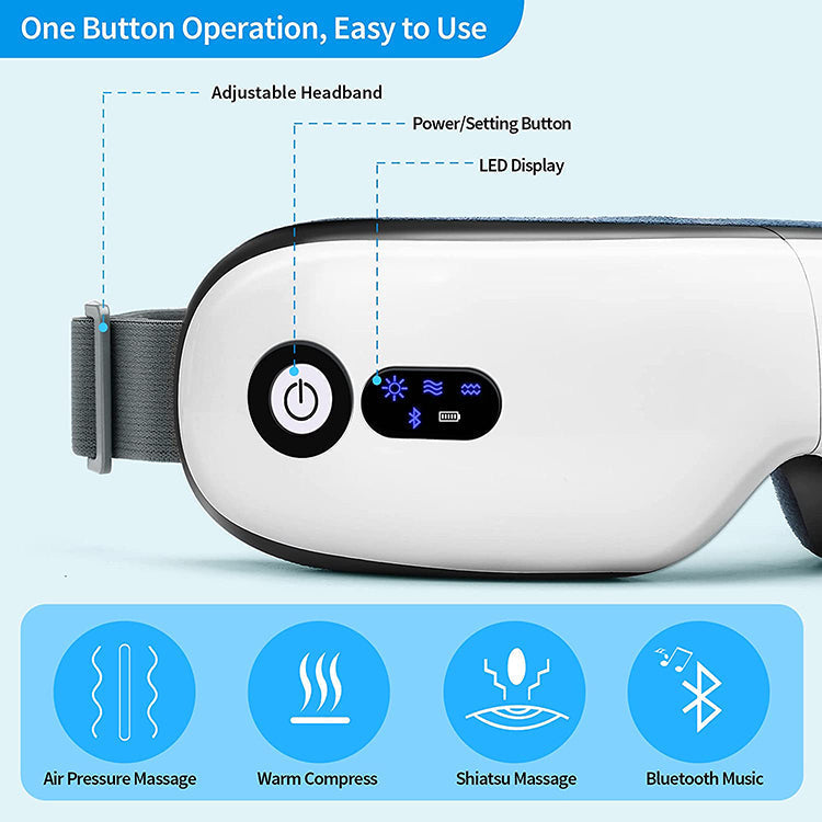 🟢 Eye Care Massage Instrument Foldable Electric Smart Eye Massager With Heat Compression