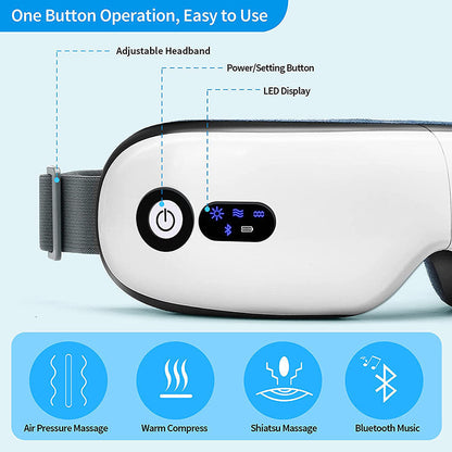 🟢 Eye Care Massage Instrument Foldable Electric Smart Eye Massager With Heat Compression