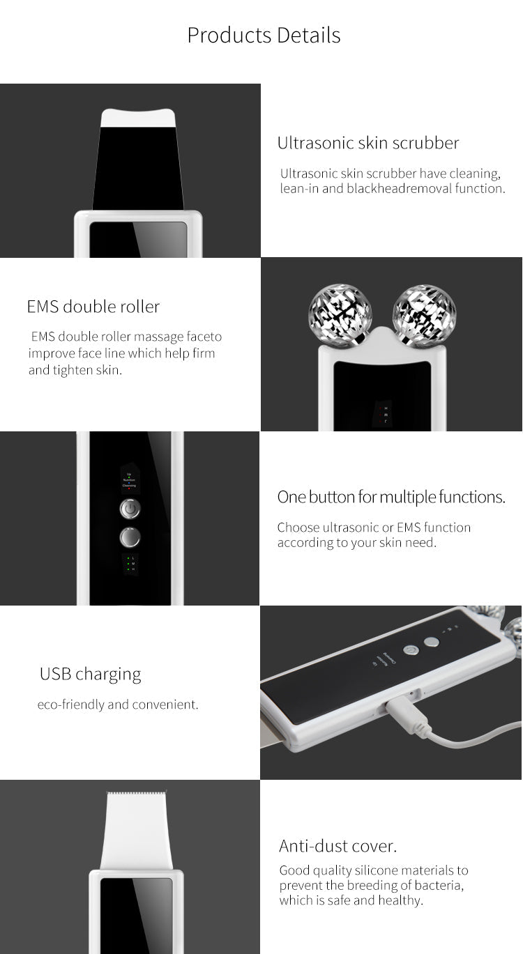 Ultrasonic EMS Facial Skin Scrubber