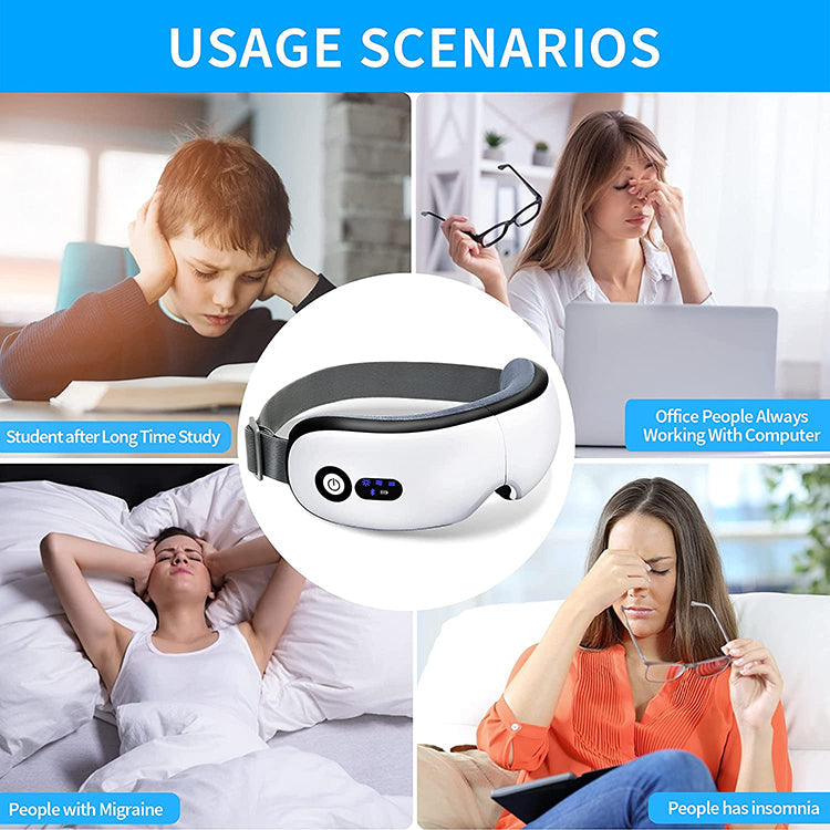 🟢 Eye Care Massage Instrument Foldable Electric Smart Eye Massager With Heat Compression