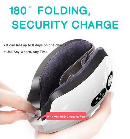🟢 Eye Care Massage Instrument Foldable Electric Smart Eye Massager With Heat Compression