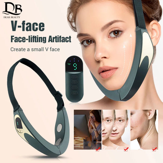 V Shape Face Massager EMS Microcurrent Chin Lift Remote
