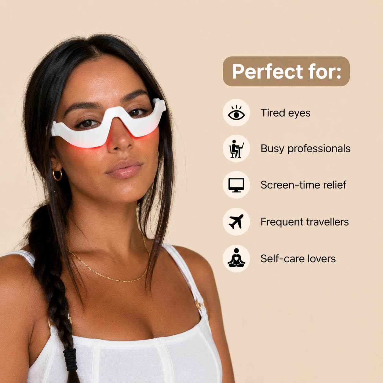 Under Eye Massager with EMS & Red Light Therapy – Anti Aging Eye Device for Dark Circles, Puffiness, Wrinkles & Skin Tightening