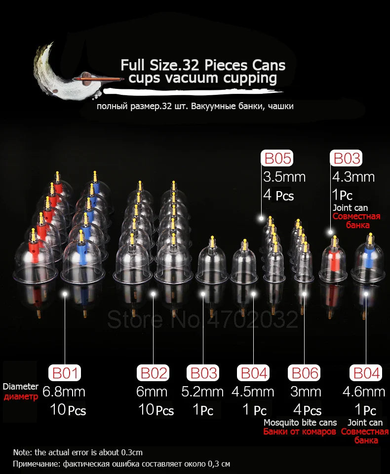 32pcs Massage Vacuum Cupping Therapy Set – Strong Suction