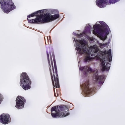 Amethyst Sawtooth Face Roller Natural Stone Crystal Massage