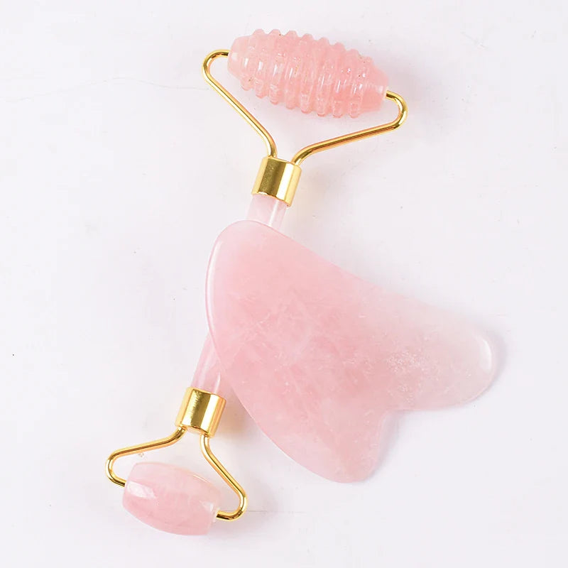 Sawtooth Jade Roller Rose Quartz Gua Sha Face Massager