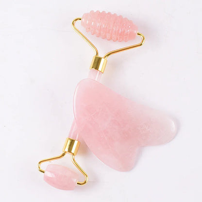 Sawtooth Jade Roller Rose Quartz Gua Sha Face Massager