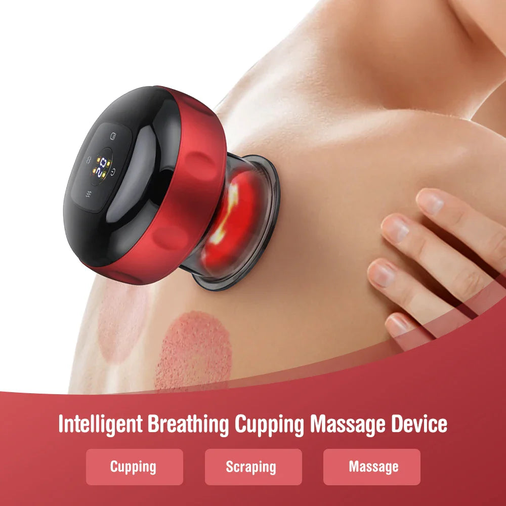 Electric Cupping Massage Device with Guasha, LCD, Heating