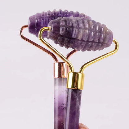 Amethyst Sawtooth Face Roller Natural Stone Crystal Massage