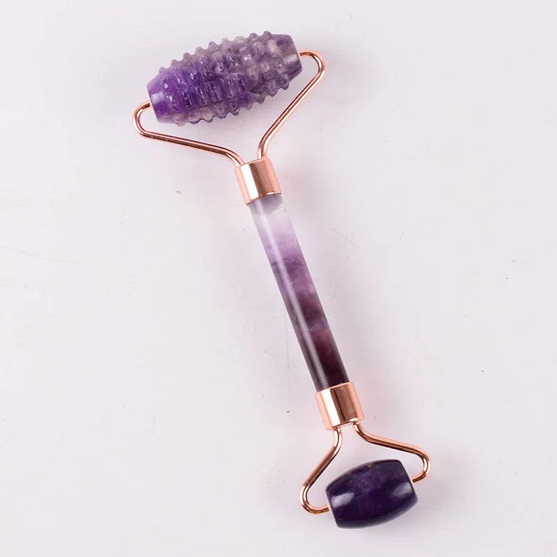 Amethyst Sawtooth Face Roller Natural Stone Crystal Massage