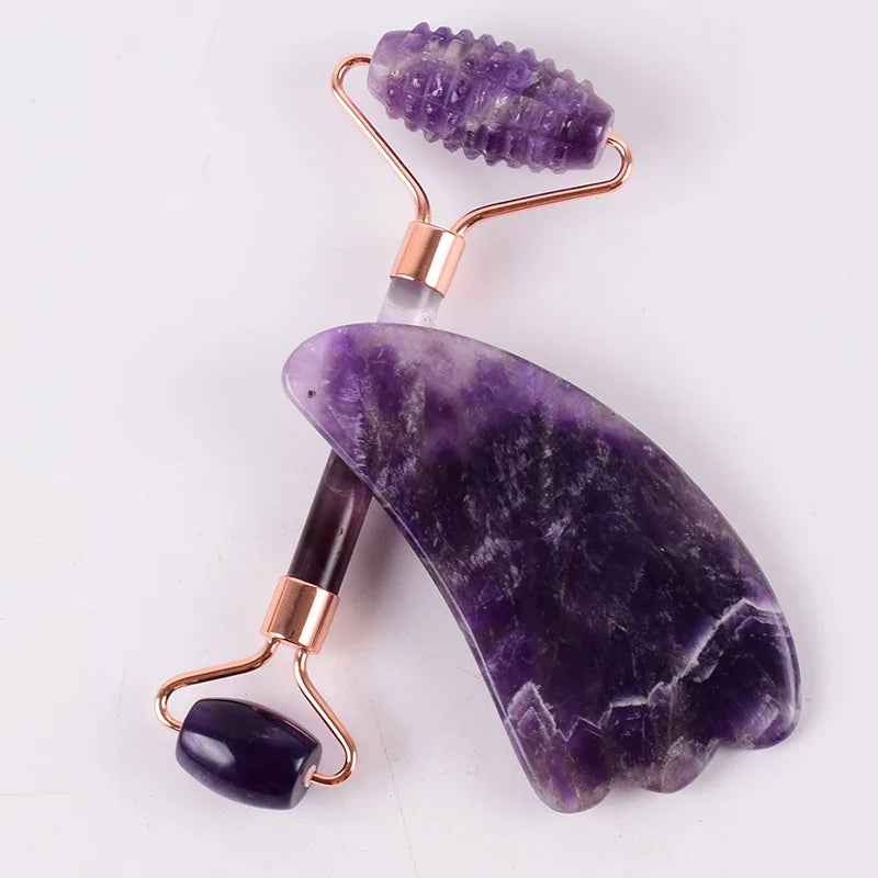 Amethyst Sawtooth Face Roller Natural Stone Crystal Massage