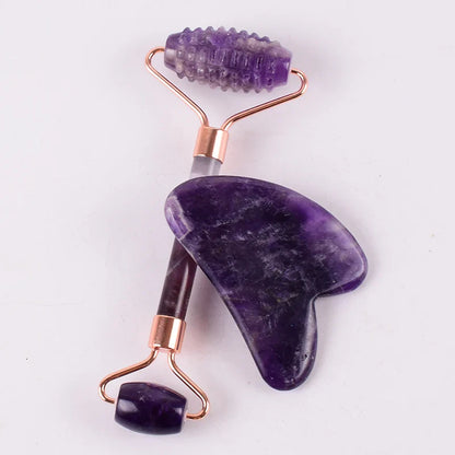 Amethyst Sawtooth Face Roller Natural Stone Crystal Massage