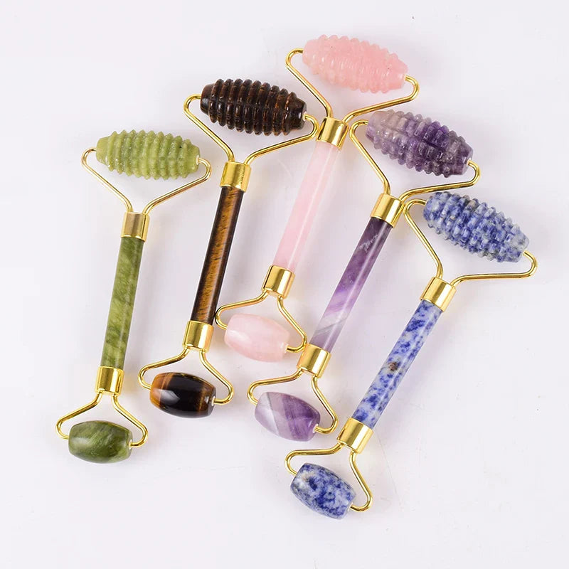 Sawtooth Jade Roller Rose Quartz Gua Sha Face Massager