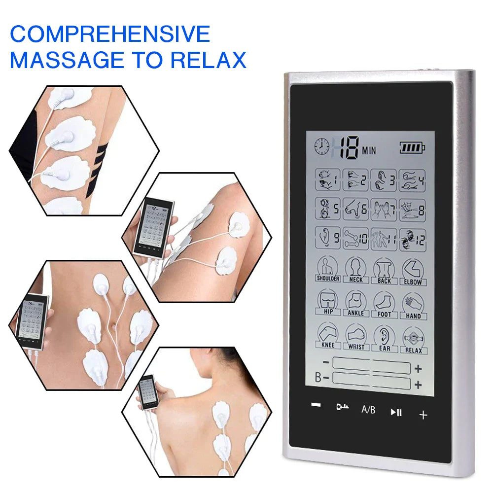 4-Channel EMS Muscle Stimulator with 24 Modes, Body Massager Pads