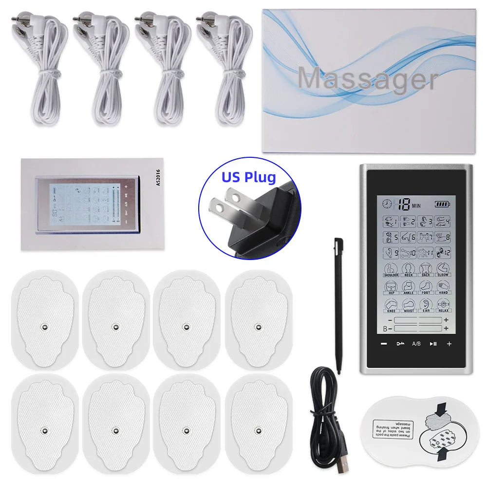 4-Channel EMS Muscle Stimulator with 24 Modes, Body Massager Pads