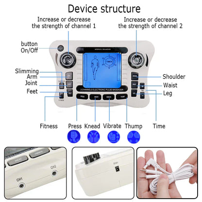Electronic Pulse Massager Tens EMS Machine for Pain Relief, Muscle Stimulator