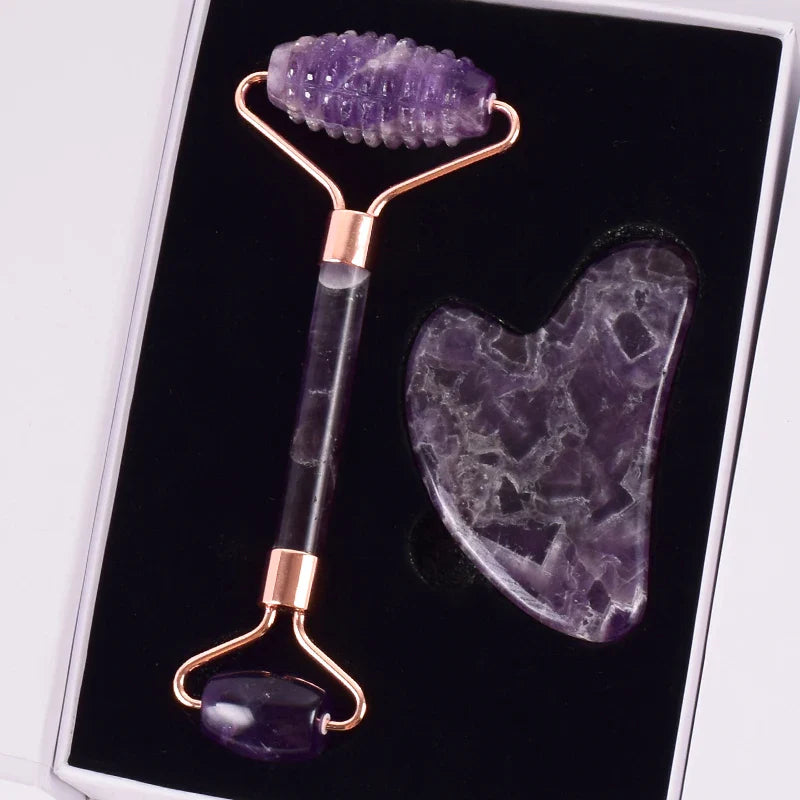 Amethyst Sawtooth Face Roller Natural Stone Crystal Massage