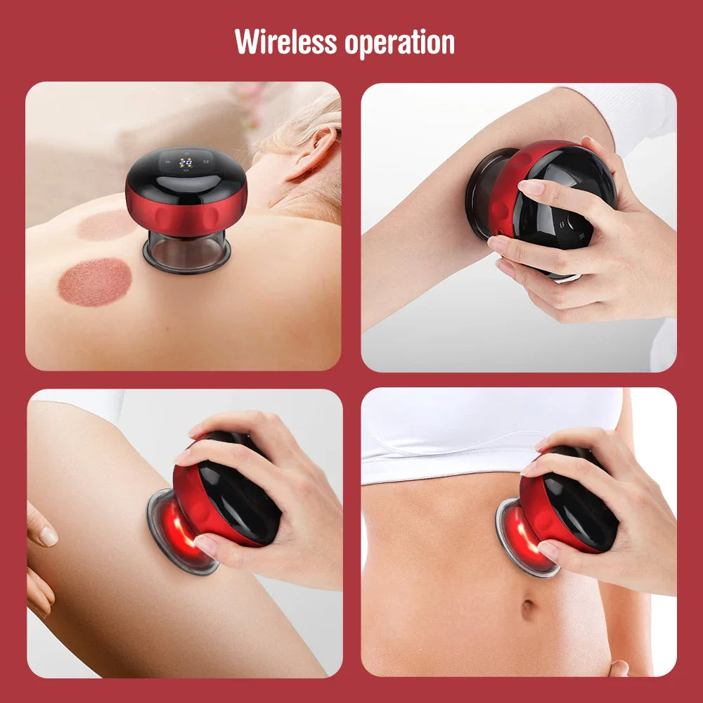 Electric Cupping Massage Device with Guasha, LCD, Heating
