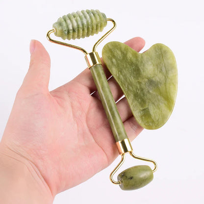 Sawtooth Jade Roller Rose Quartz Gua Sha Face Massager