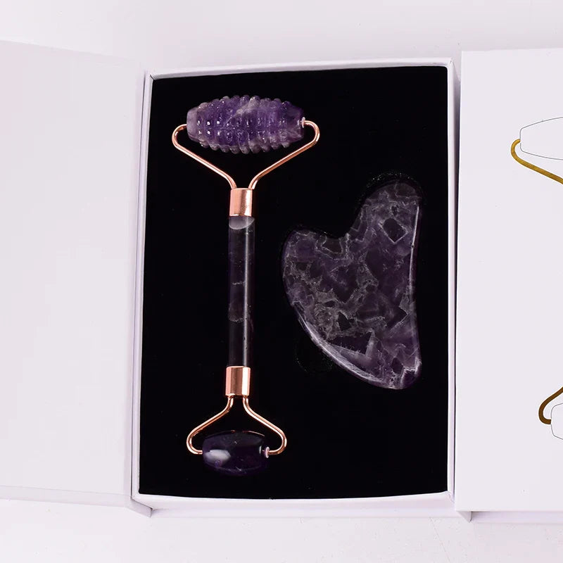 Amethyst Sawtooth Face Roller Natural Stone Crystal Massage