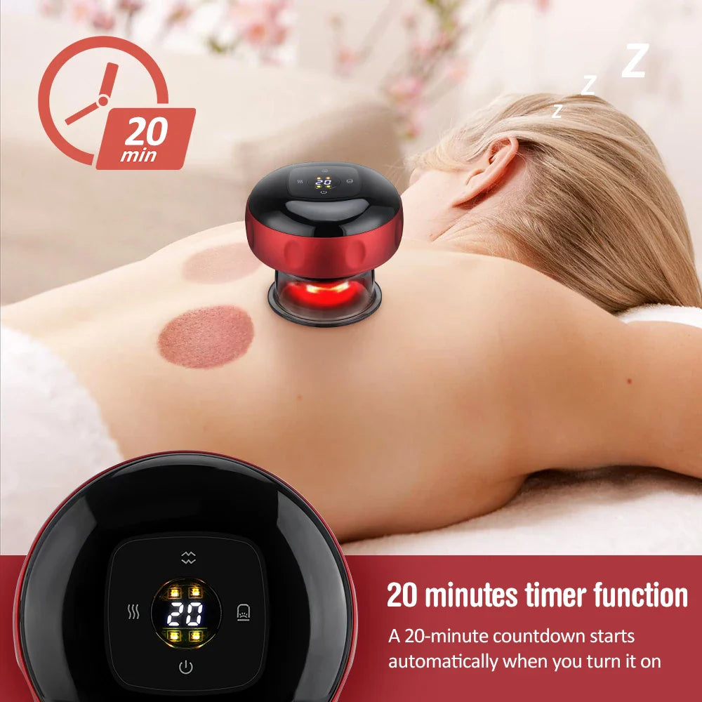 Electric Cupping Massage Device with Guasha, LCD, Heating