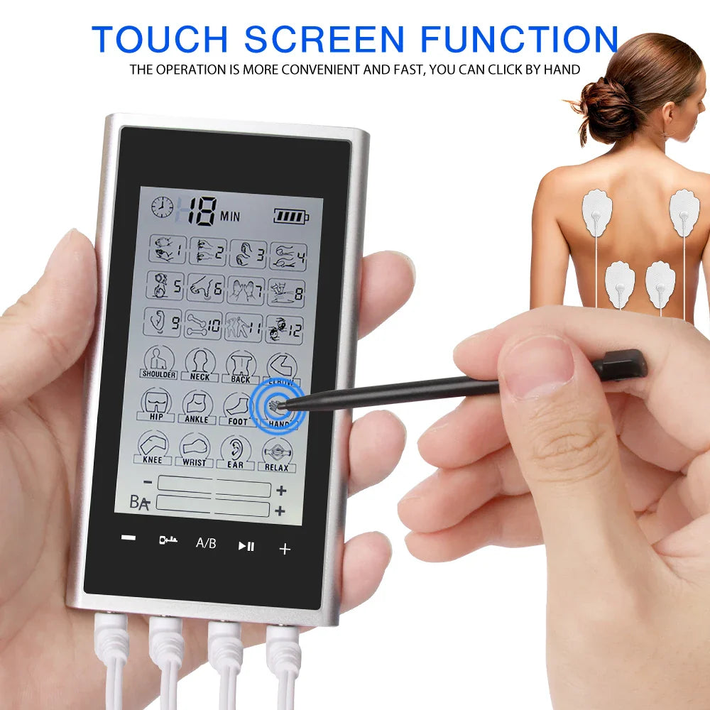 4-Channel EMS Muscle Stimulator with 24 Modes, Body Massager Pads