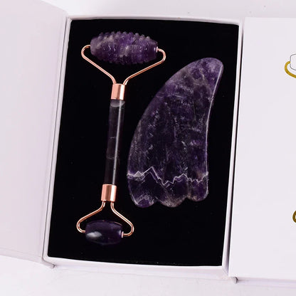 Amethyst Sawtooth Face Roller Natural Stone Crystal Massage