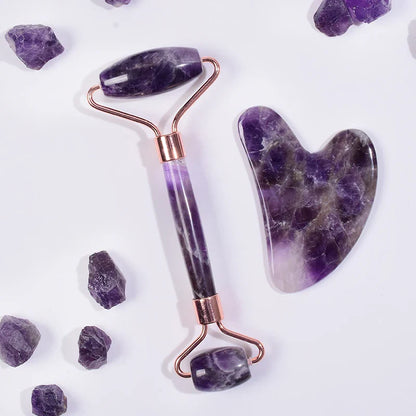 Amethyst Sawtooth Face Roller Natural Stone Crystal Massage