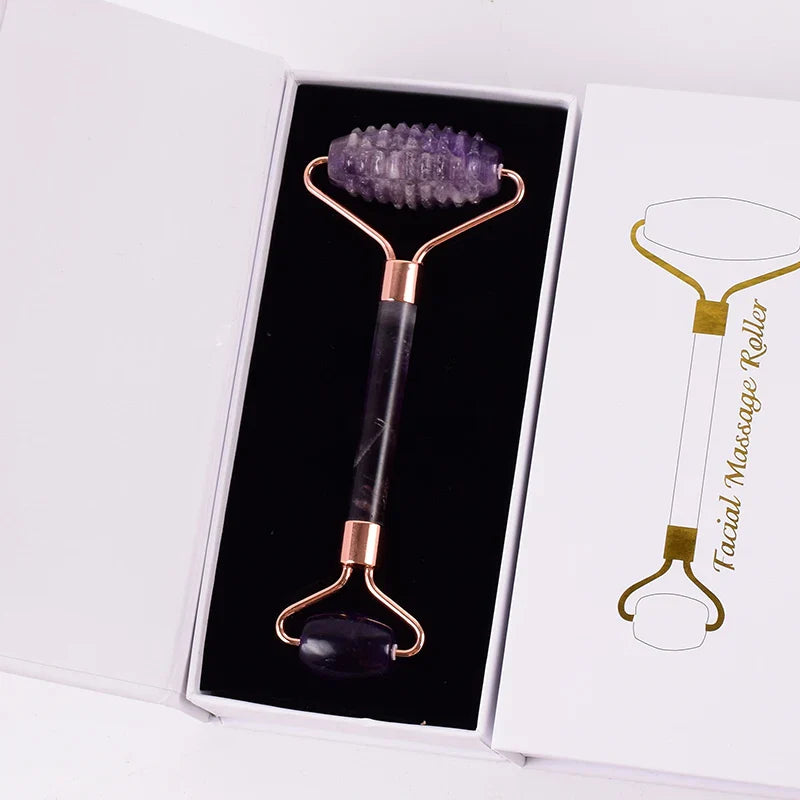 Amethyst Sawtooth Face Roller Natural Stone Crystal Massage