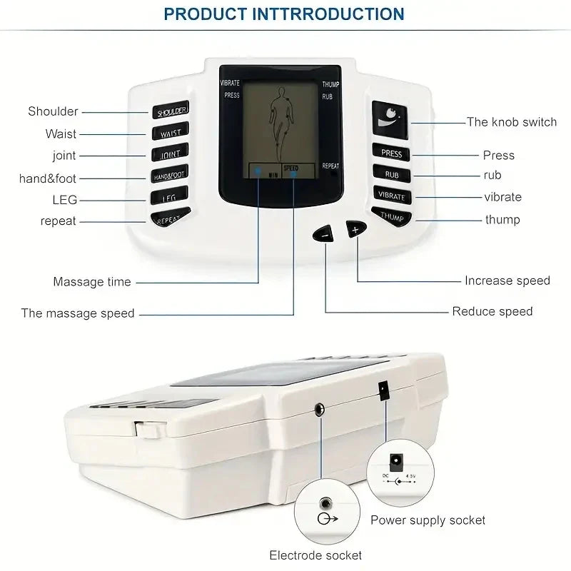Electrostimulator Physiotherapy TENS EMS Massager with 12 Modes for Body