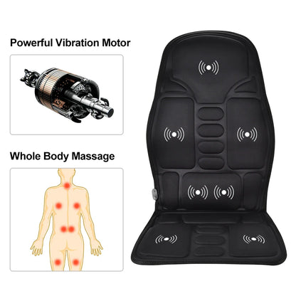 Electric Heating Vibrating Back Massage Cushion – 7 Motors
