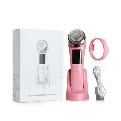 RF Facial Massager for Skin Tightening and Lifting with EMS Microcurrent