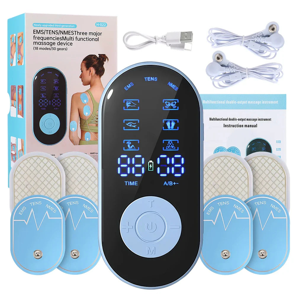 PastSky Microcurrent TENS Massager For Back Neck 2 Outputs