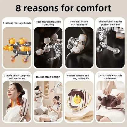8 Head Kneading Wireless Neck Massager With Infrared Heat