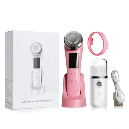 RF Facial Massager for Skin Tightening and Lifting with EMS Microcurrent