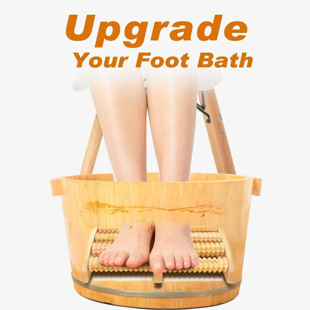 5 Row Wooden Foot Massage Roller – Acupressure Pain Relief Stimulator