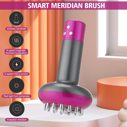 Electric Meridian Microcurrent Massage Brush with Lymphatic Drainage, Pain Relief