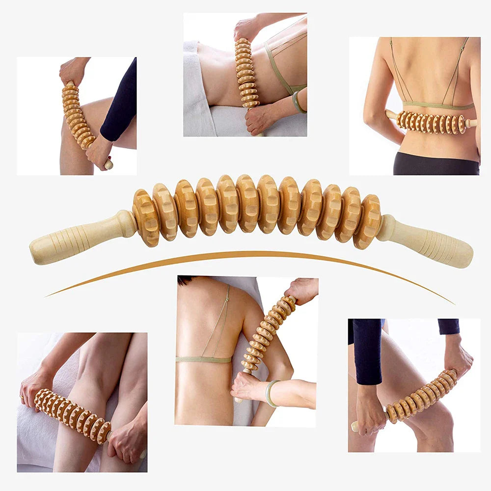 Wood Therapy Roller Gear Stick – High-Quality Natural Wood Massage Tool