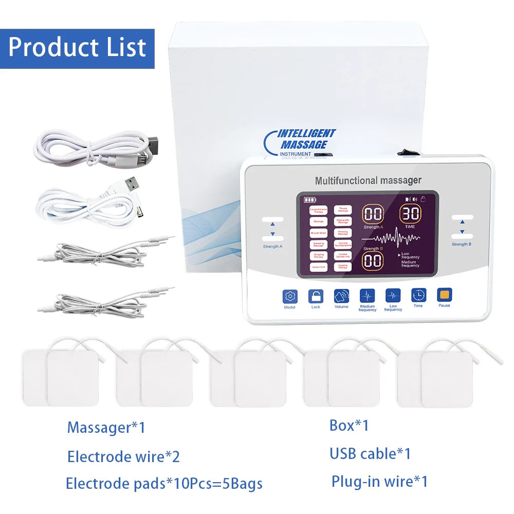 TENS EMS Massager with 30 Levels and 12 Modes, Dual Channel Muscle Stimulator