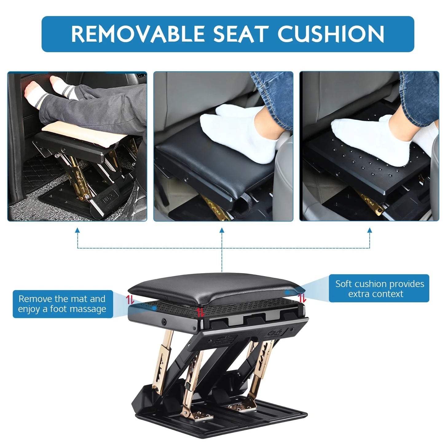 Adjustable Desk Footrest Cushioned Massage Anti Slip