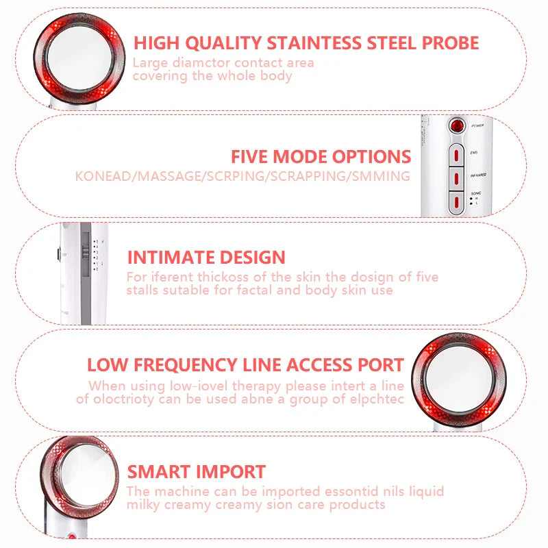 Ultrasound Cavitation EMS Face and Body Slimming Massager, Fat Burner