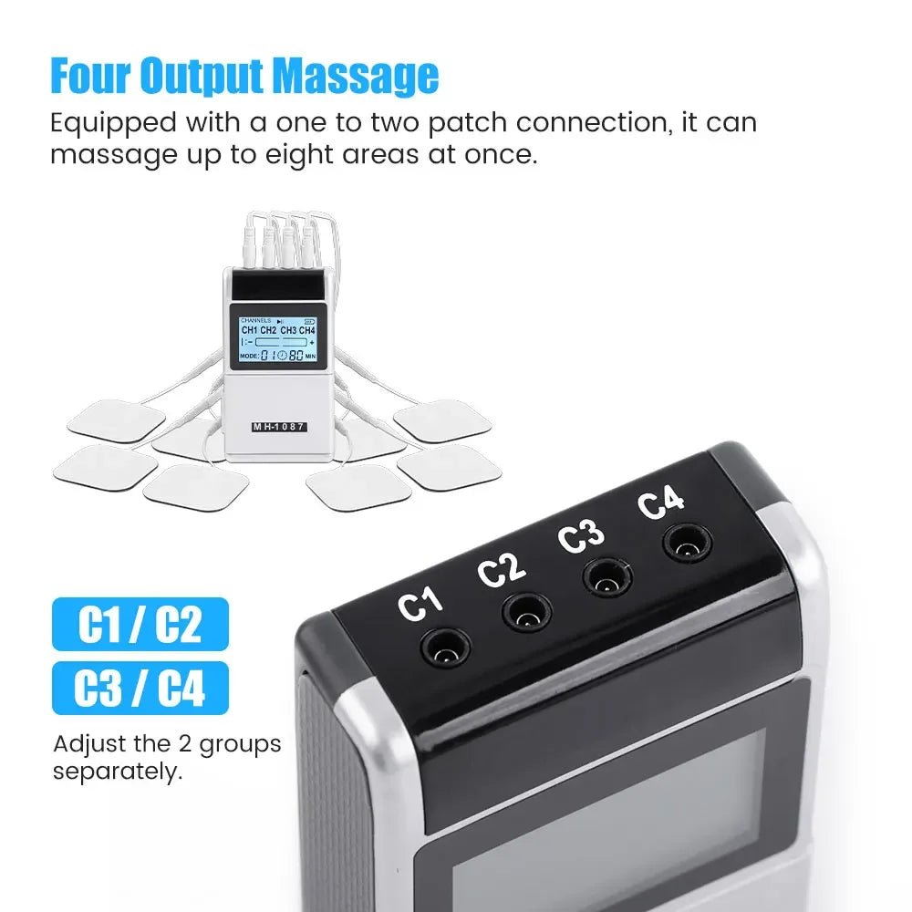15 Modes EMS Muscle Stimulator Massager with 4 Output Channels