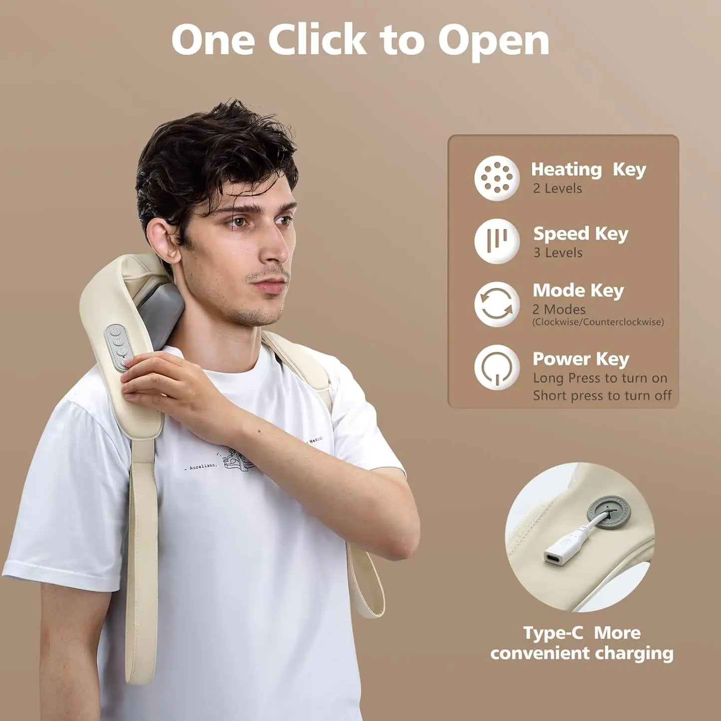 Neck Massager Cordless Shiatsu – Deep Heat Therapy Pro